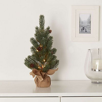 1ft Full Warm white LED Pinecone Pre-lit Table top tree