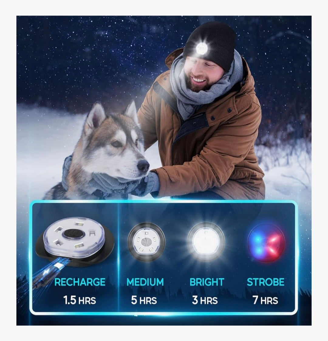 LED Beanie Hat Warm Hat with Light