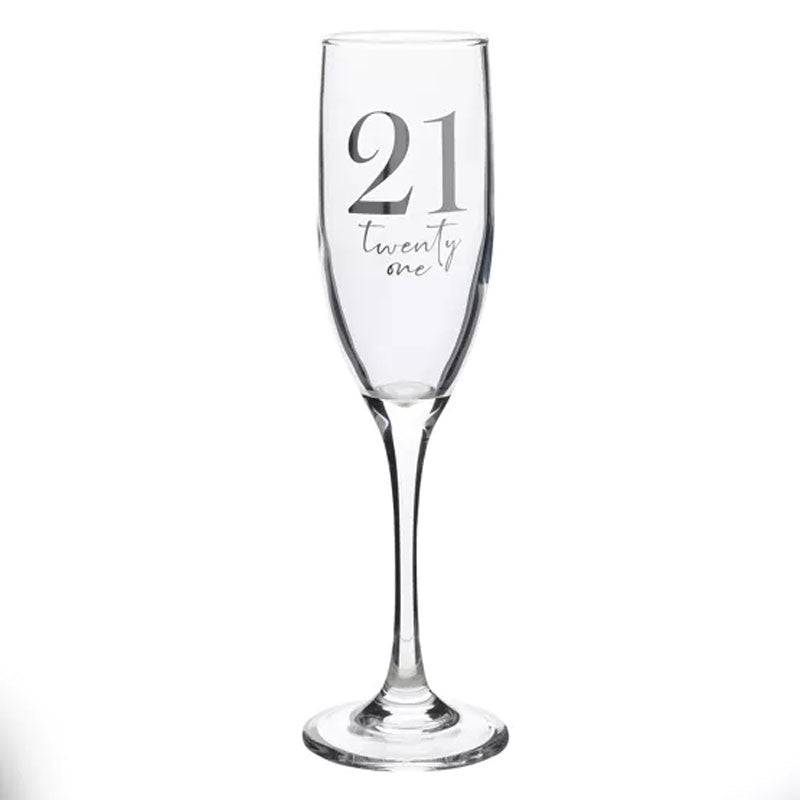 Birthday Champagne Flute Glass with Silver Detail In Luxury Gift Box- 21