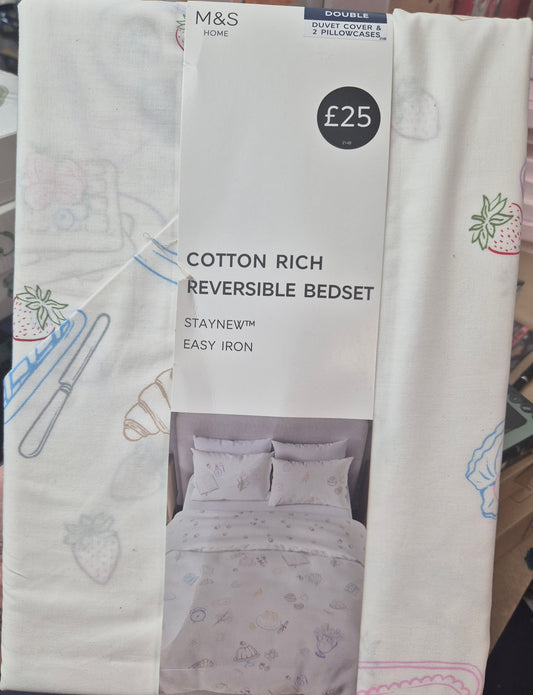M & S Cotton Rich Easy Iron Duvet Set Double