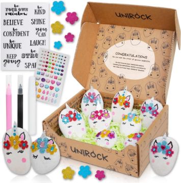 Unicorn Rock Decorating Kit - Kids Easter Crafts - Unicorns Gifts For Girls - DIY Arts & Crafts Supplies - Decorate Your Own Rock, Painting For Kids