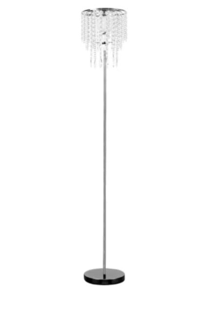 Modern Polished Chrome and Clear Acrylic Droplet Floor Lamp