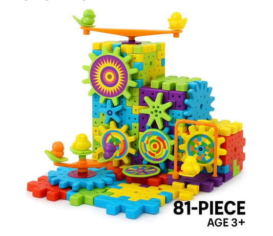 81pc Kids IQ Builder Game Building Blocks Gear Cogs Jigsaw Toy