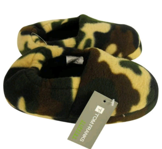 Kids Boys Camouflage Slipper Camo Full Back Slippers  Green Black Size 11-12