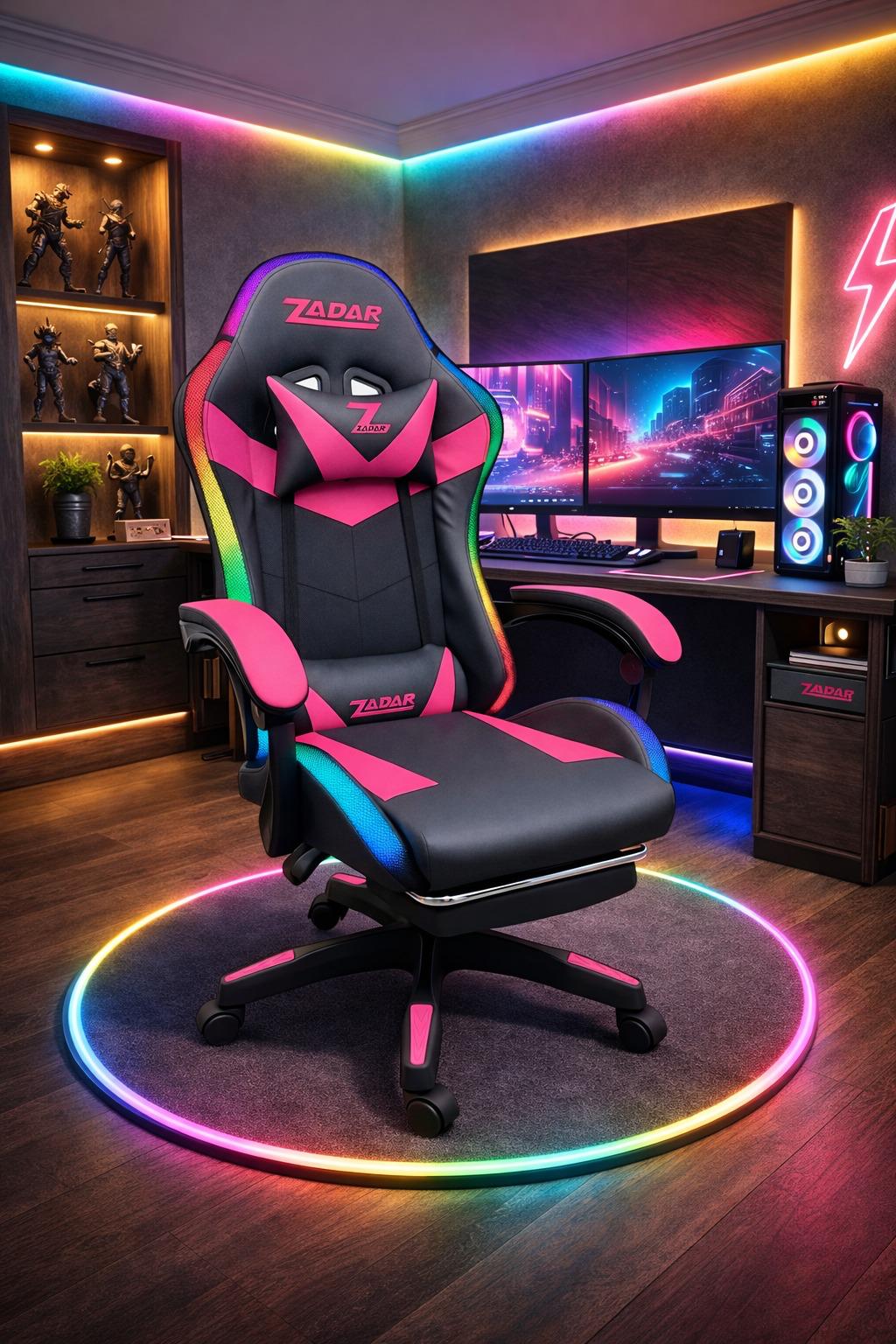 Premium LED Gaming Chair various colours built in bluetooth speaker & remote control