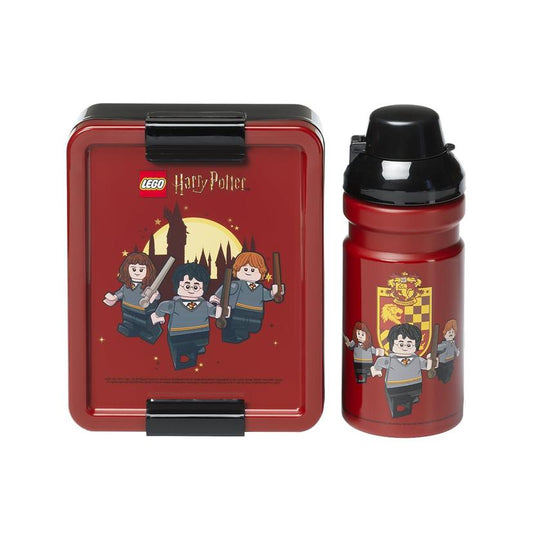 LEGO Harry Potter Gryffindor Lunch Set - Red & Grey, 390ml Bottle & Box, Dishwasher Safe