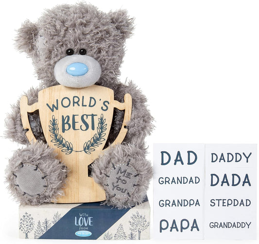 Me To You Father's Day plush bear with personalised trophy (Dad, Grandad, Grandpa, Papa, Daddy, Dada, Stepdad, Grandaddy)