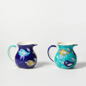 Set of 2 Handpainted ceramic songbirds jugs