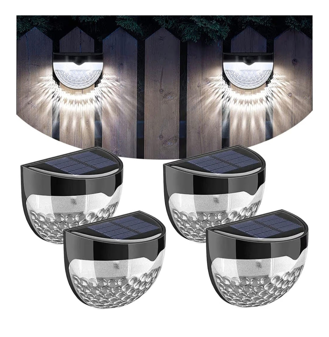Solar Fence Lights, Garden Outdoor Decorative LED Wall Lights, Waterproof Solar Powered for Wall, Patio, Yard, Garage, Stairway, Gate (4 Pack