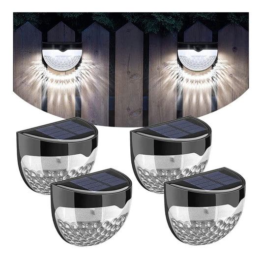 Solar Fence Lights, Garden Outdoor Decorative LED Wall Lights, Waterproof Solar Powered for Wall, Patio, Yard, Garage, Stairway, Gate (4 Pack