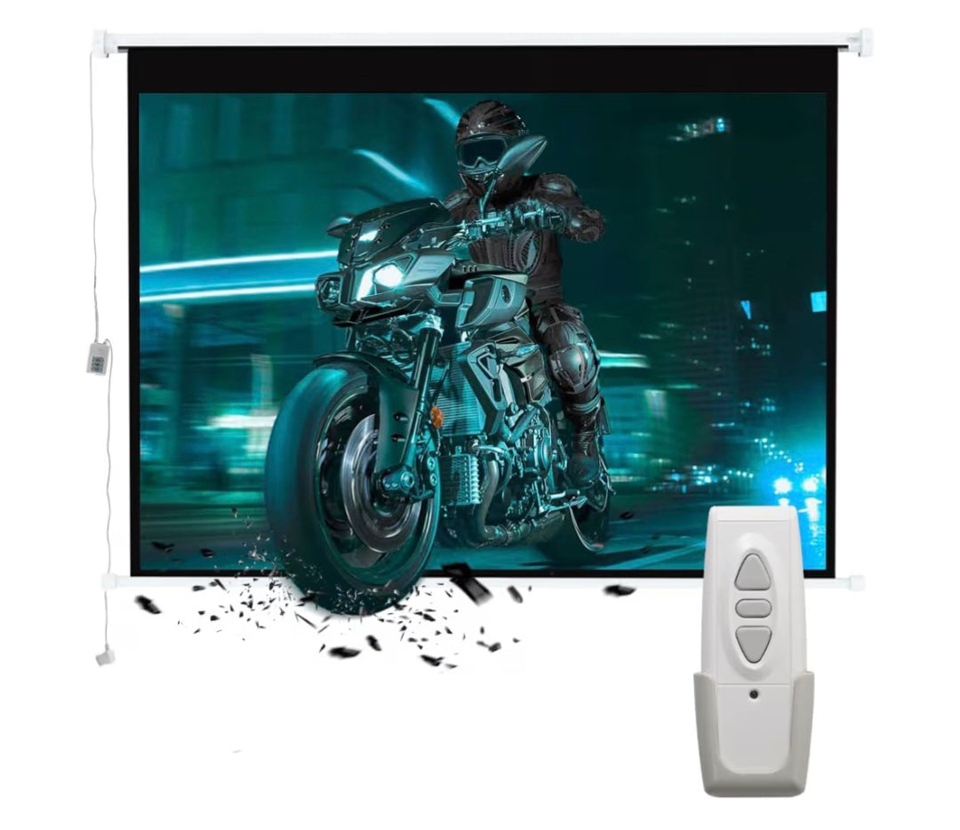 INMOZATA Electric Projector Screen 72inch / 146x110cm Motorised Projection Screen with Remote Control 4:3 Portable Foldable Anti-Wrinkles Projector Movie Screen for Theater Cinema(72inch