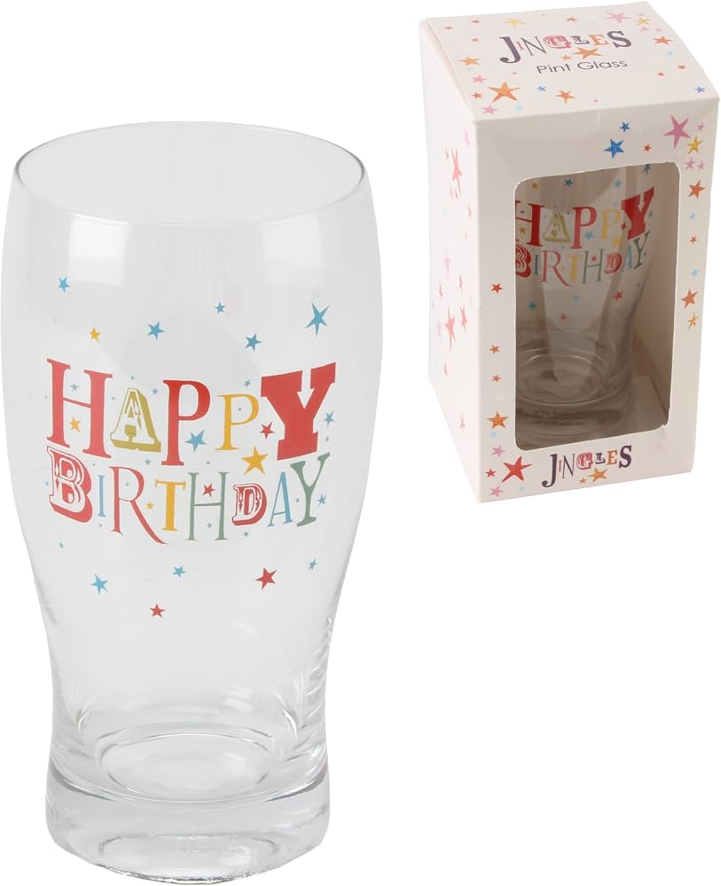 Jingles 'Happy Birthday' Pint Glass In Gift Box