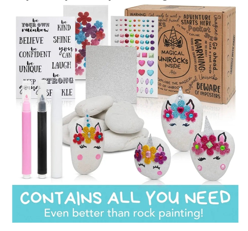 Unicorn Rock Decorating Kit - Kids Easter Crafts - Unicorns Gifts For Girls - DIY Arts & Crafts Supplies - Decorate Your Own Rock, Painting For Kids