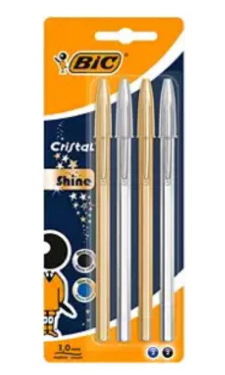 Bic Cristal Shine Ball Pens x4