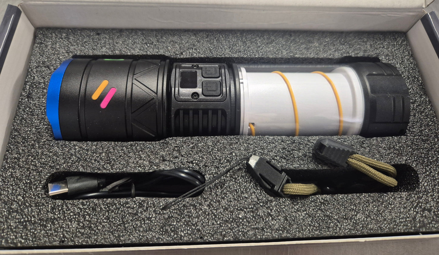 High Power Flashlight Multi-Functional, Rechargeable, Waterproof with Zoom Function and multi light modes Working voltage rang 2.7-4.2v torch