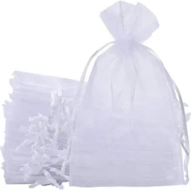 50Pcs Large Organza Gift Bags, 20 x 30cm Jewellery Bags Wedding Favour Bags with Drawstring for Birthday Party Xmas Gift Packaging (White)