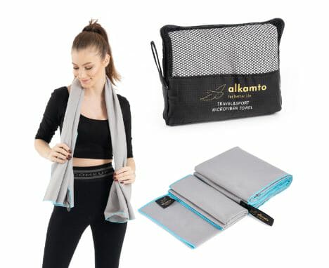 Microfiber Gym & Travel Towel Set of 2 Size in 1 Pack (XL + S) - Camping Towel - Sports & Beach & Yoga Towel- Quick Dry Towel - Super Absorbent (Grey)