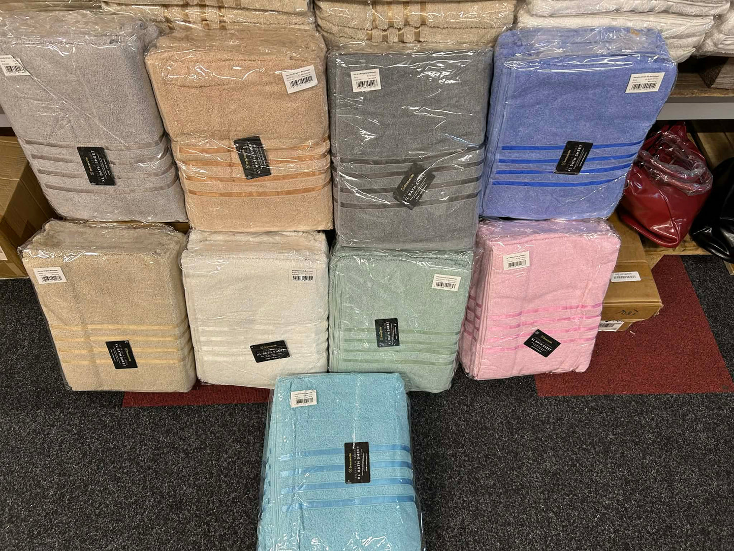 Striped Bath Sheet Towels 3 Pack 90x150cm Various Colours