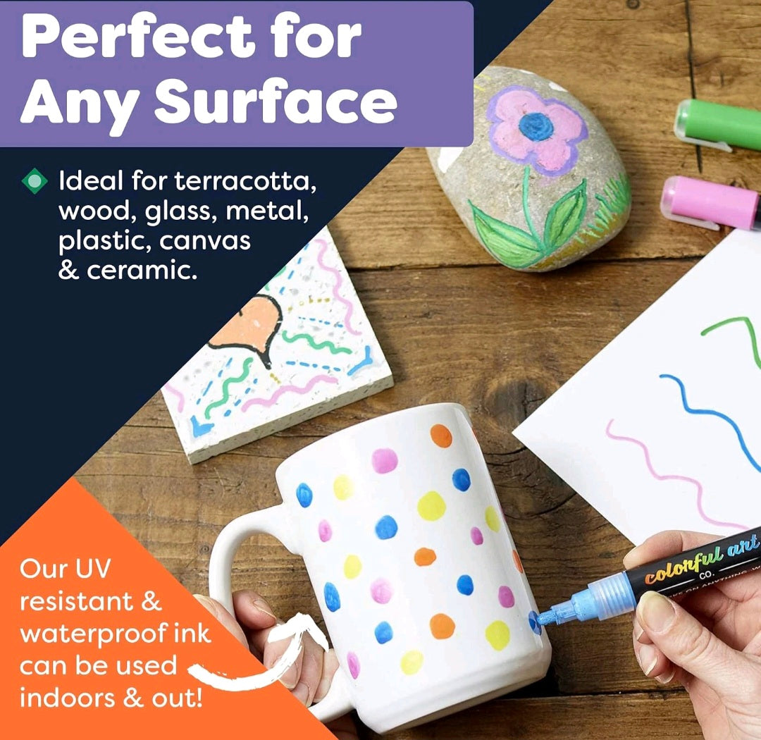 Colorful Art Co. Acrylic Paint Pens – 12 Pack of Permanent, Waterproof Paint Marker