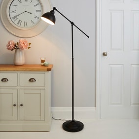 Lever Arm Black Floor Lamp 150 x 28 x 75cm. Dunelm
