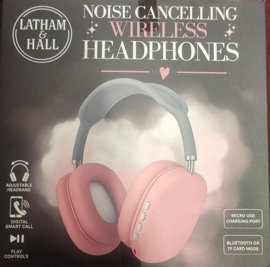 Noise Cancelling Smart Wireless Headphones Pink or Blue