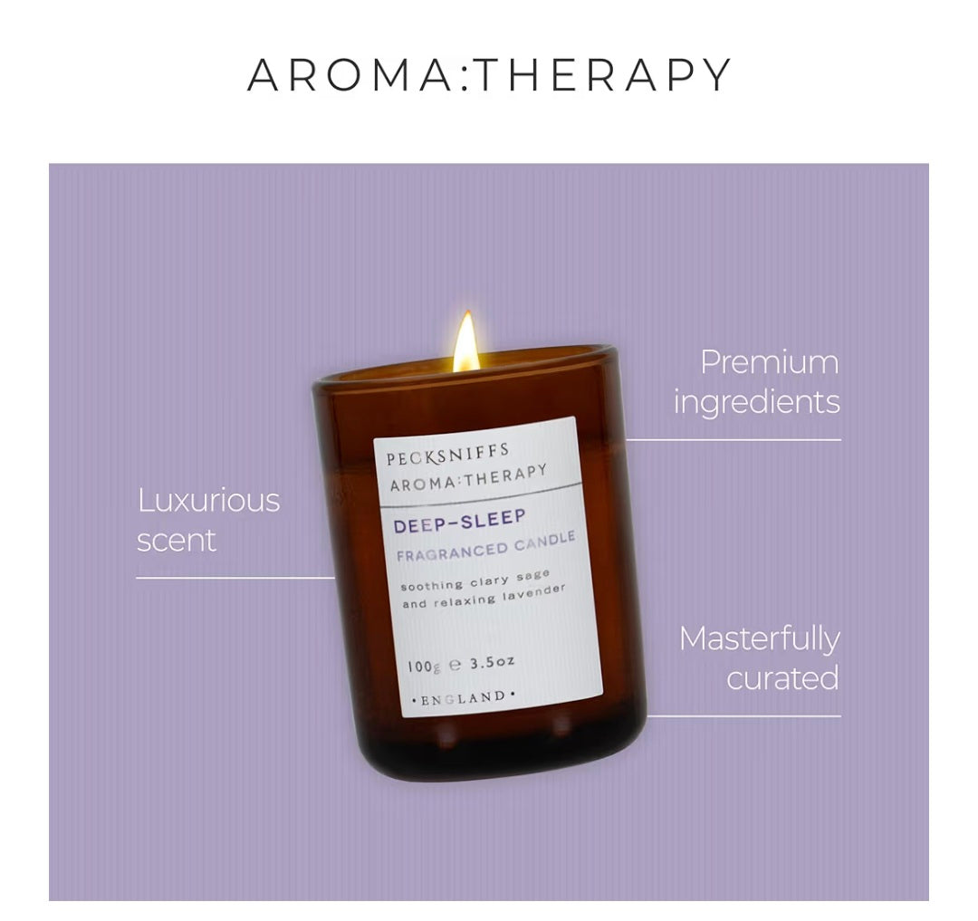 Pecksniff’s - Scented Candle, Long Burning Aroma:Therapy Candle with Lid, Deep Sleep with Lavender, Soot-Free, Consistent Burn, Soothing Fragrance, Cruelty Free, Gift of Luxury (Mini 1 Wick) (100g)
