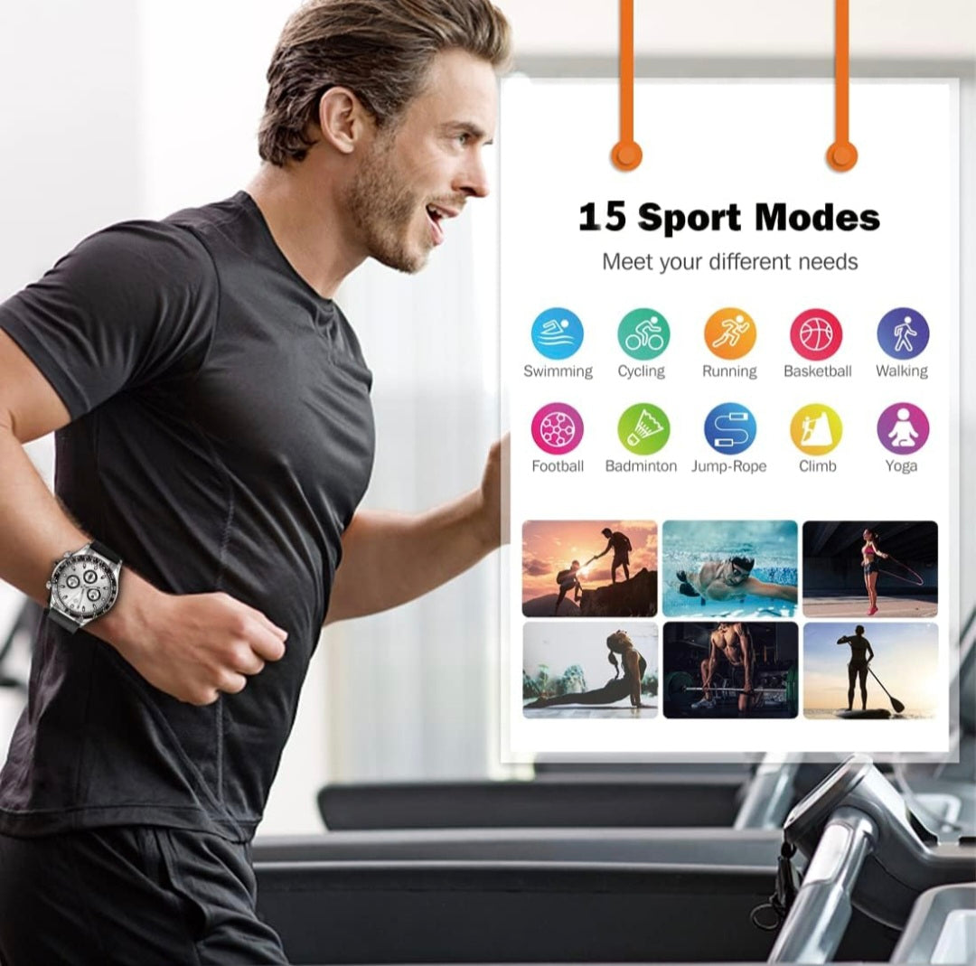 Smart Watch Full Touchscreen Make/Answer Calls Mens Fitness Watches Heart Rate Blood Pressure Blood Oxygen Sleep Monitor Step Counter Activity Tracker