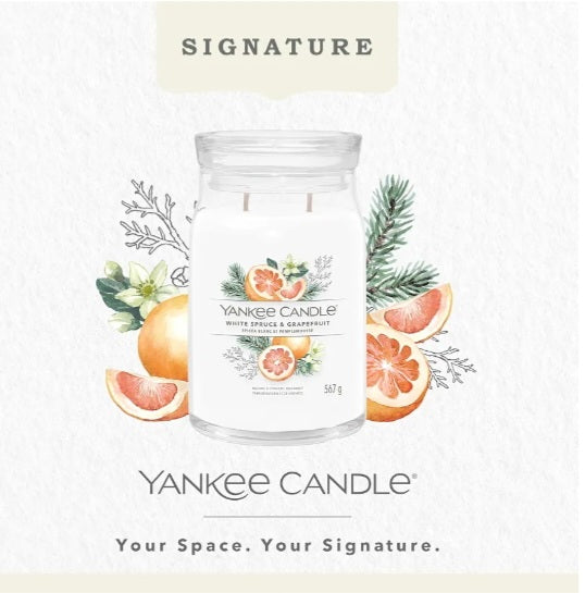 Yankee Candle Signature Scented Candle | White Spruce & Grapefruit Large Jar Candle with Double Wicks