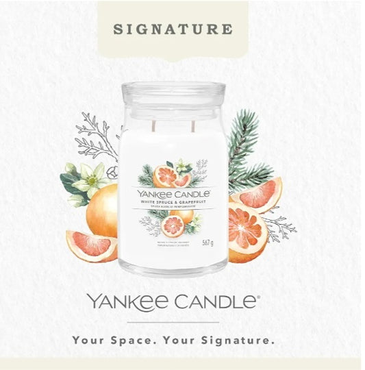 Yankee Candle Signature Scented Candle | White Spruce & Grapefruit Large Jar Candle with Double Wicks