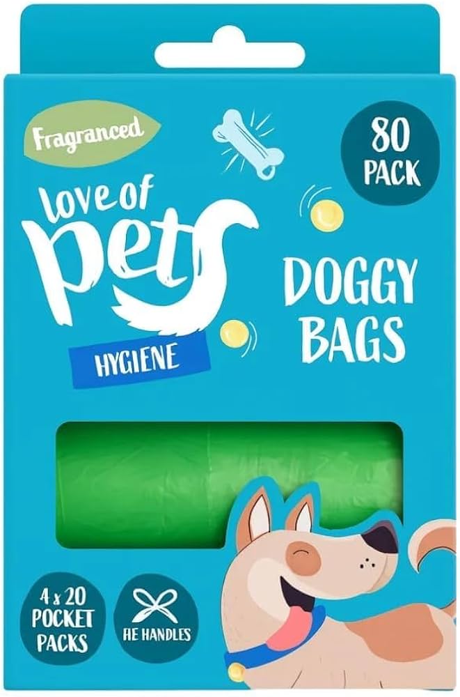 Love of Pets Dog Poo Bags, Guaranteed Leak Proof and Extra Thick Waste Bag Refill Rolls For Dogs, Scented