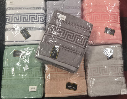 Greek Design Luxury Bath Sheet Towels 3 Pack 90x150cm various colours