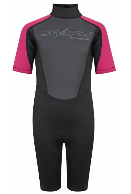 Typhoon Swarm Girls 3/2mm Shorty Wetsuit - Black/Pink