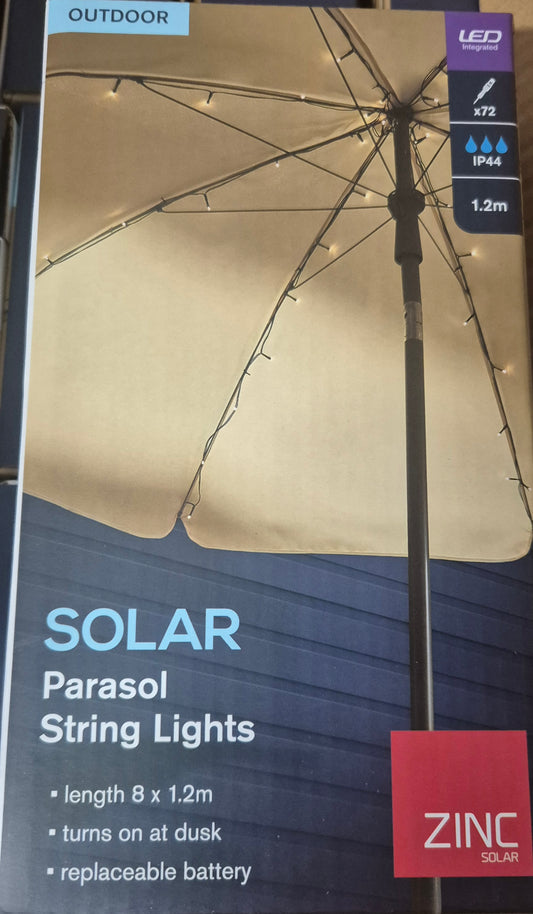 Outdoor Zinc Solar LED Parasol Light IP44 8x1.2m
