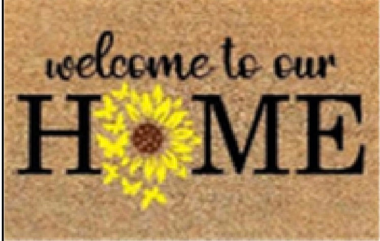 WELCOME FLOWER VINYL BACKED COIR TUFTED DOORMAT 45 X 75CM - 
5200gs