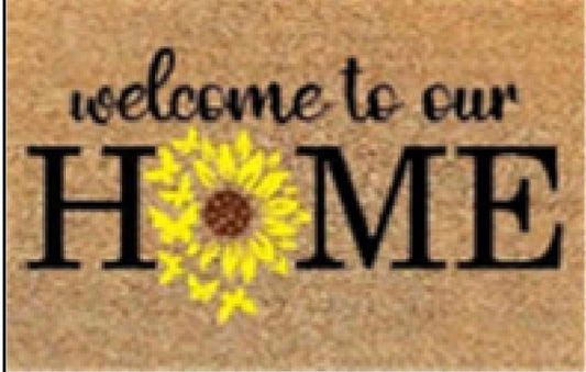 WELCOME FLOWER VINYL BACKED COIR TUFTED DOORMAT 45 X 75CM - 
5200gs