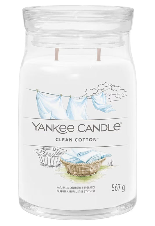 Yankee Candle Signature Scented Candle | Clean Cotton Large Jar Candle with Double Wicks | Soy Wax Blend Long Burning Candle