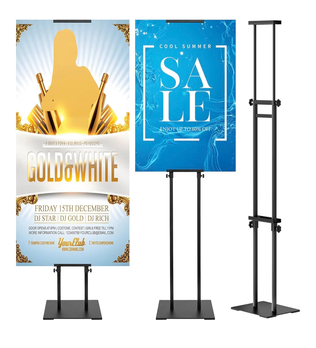 VAIIGO Double-Sided KT Board Sign Stand Adjustable Poster Stand Heavy Duty Floor Advertising Sign Holder Height Up to 203cm for Board & Foam,Black