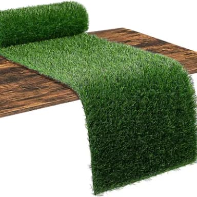 KAHEIGN Artificial Grass Table Runner, 36CM x 122CM Faux Grass Table Cloth Easter Fake Grass Tabletop Mat for Football Theme Wedding Birthday Banquet Garden Party Decoration