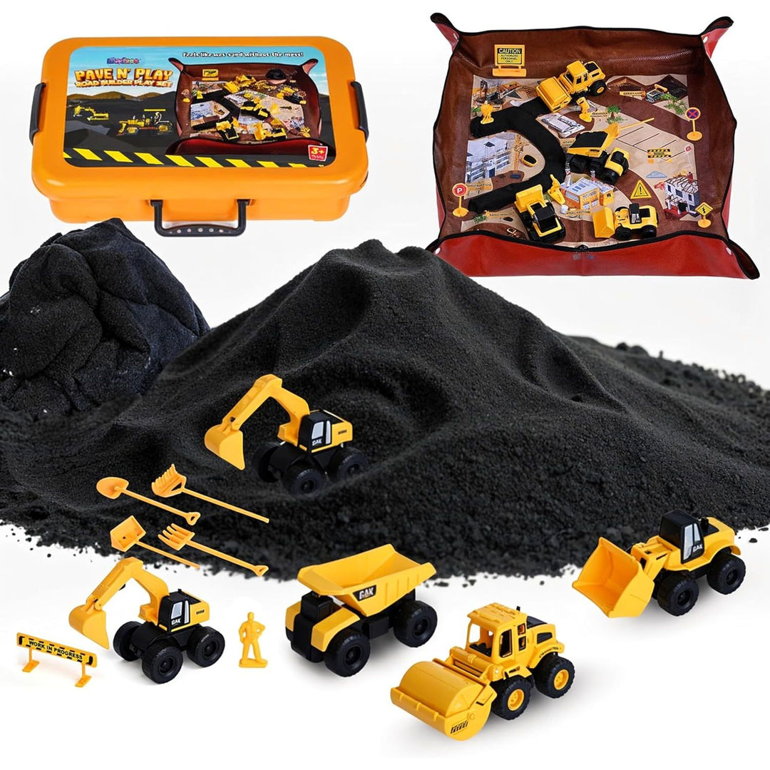 Pave and Play Construction Sand Set, Interactive Playmat for Mess-Free