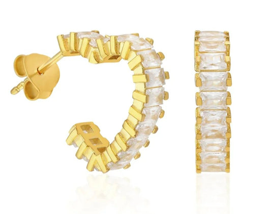 Heart Earrings Cubic Zircona Gold