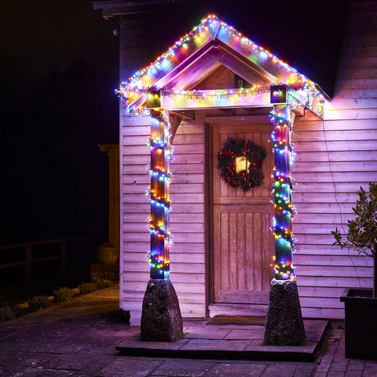 300 Multicolour Cluster LED String lights With timer function & 16.18m Green cable