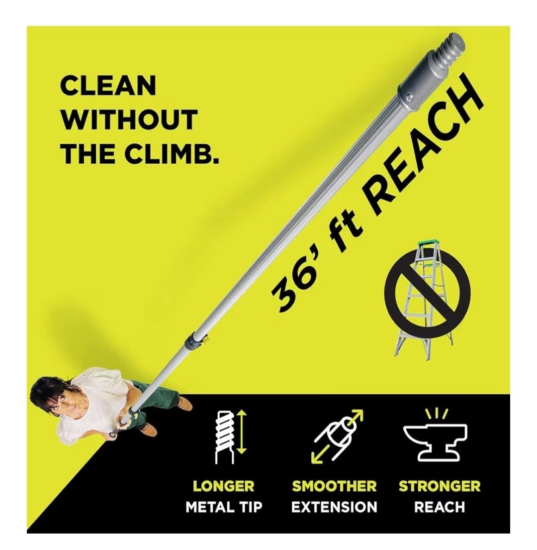 Telescopic Pole for Cleaning - Window Cleaning Equipment, Ceiling Cleaning, Feather Duster, Snow Removal, Gutter Cleaner, High Reach Indoor & Outdoor Kit upto 9m reach!