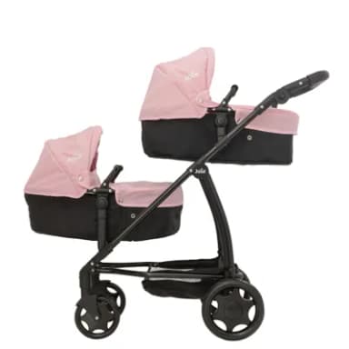 Joie Junior Evalite Twin Pushchair | Pink & Black Double Pushchair | Double Dolls Pram with Adjustable Height Handle And Multiple Seat Options | Suitable For Ages 3+