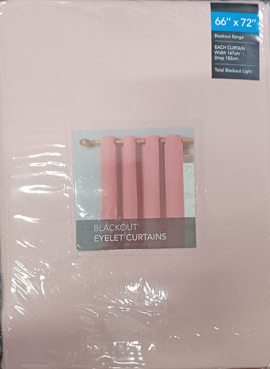 66" x 72" Blush Pink Blackout Eyelet Curtains