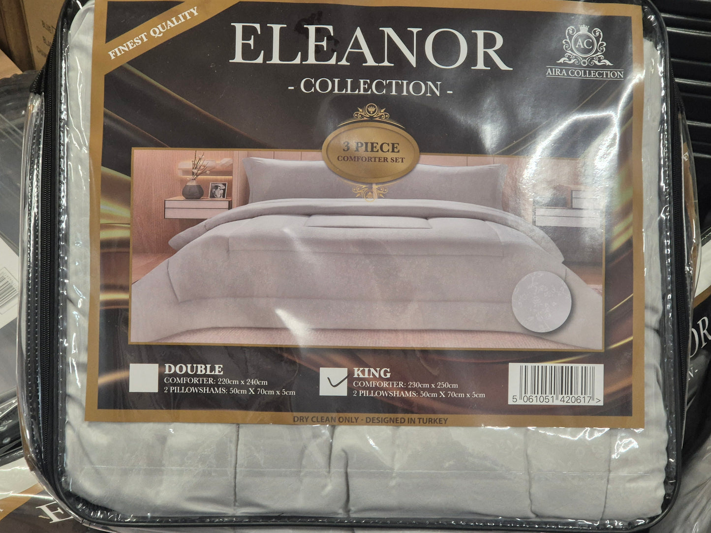 Eleanor 3 Piece Comforter Set includes Duvet & 2 Pillows Double or King 4 Colours