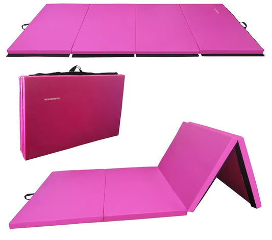 Signature Fitness All Purpose 4'x8'x2" Extra Thick High Density Anti Tear Gymnastics Gym Folding Exercise Aerobics Mats, Pink