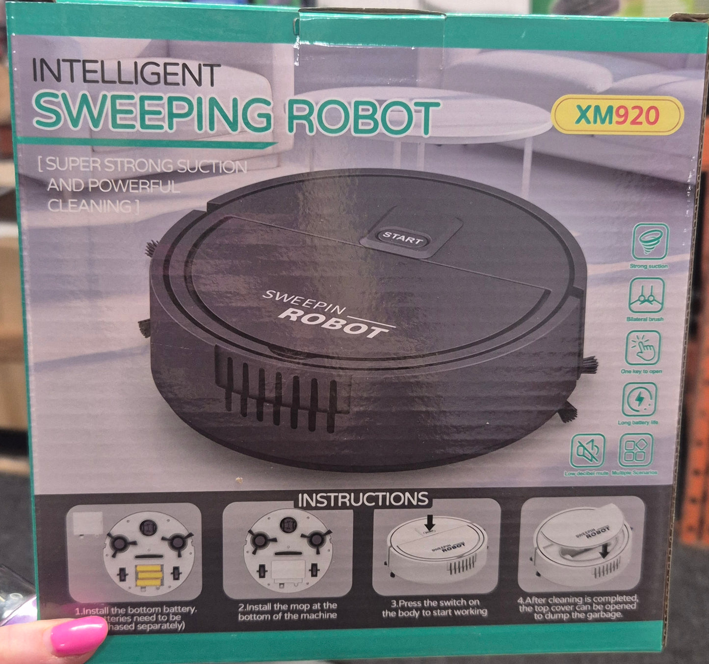 Mini Robot Hoover Battery Operated Black or White