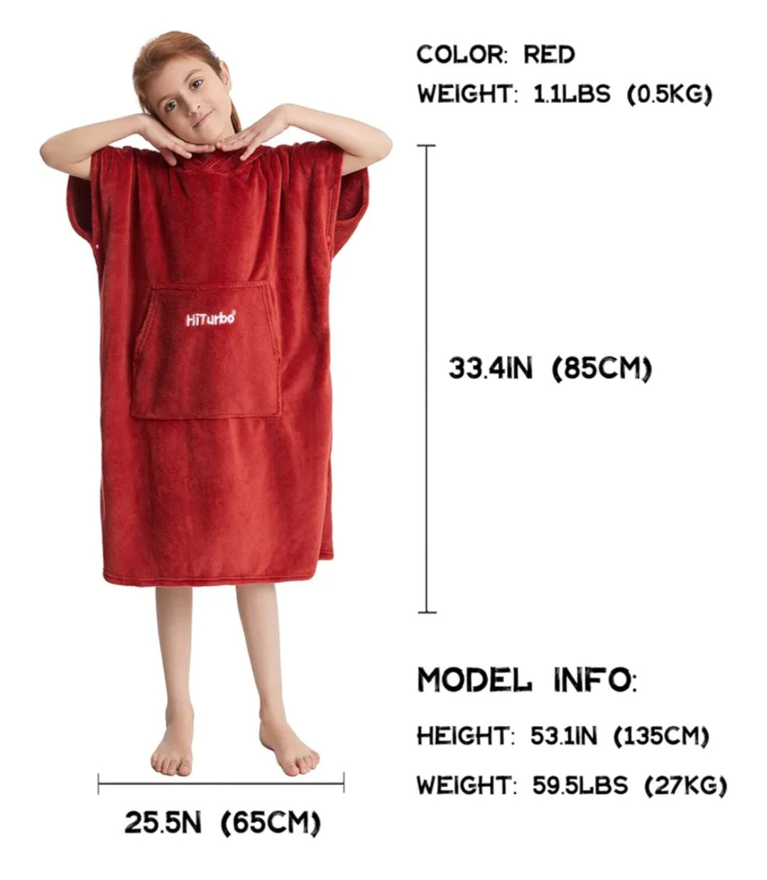 Hiturbo Kids Changing Robe Towel Poncho Bath Robe with Hooded for Beach,Swimming