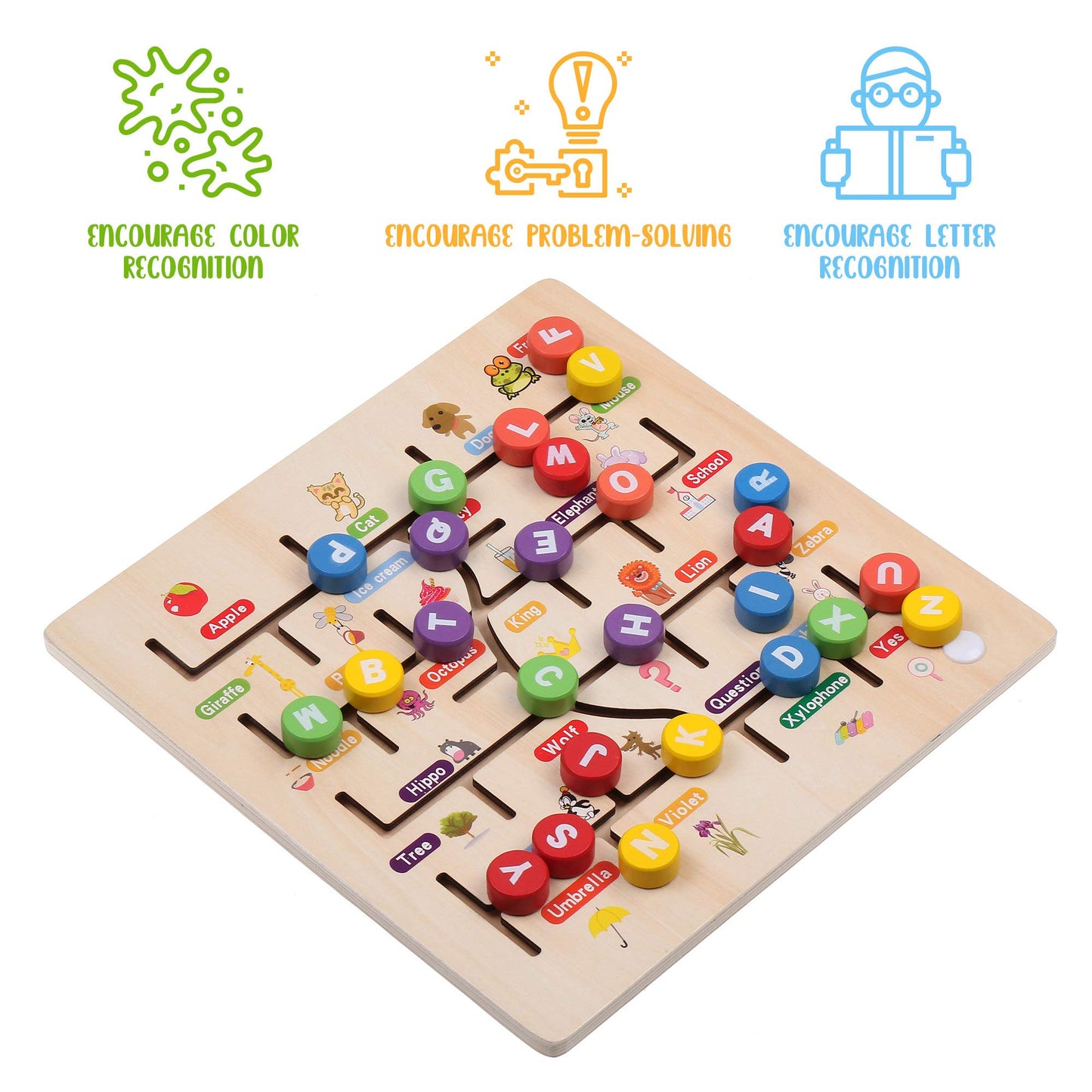 Wooden Alphabet Tracing Board Educational Learning Toy for Kids Ages 3+