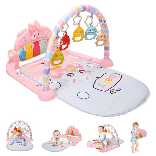 Baby Play Mat & Piano Gym with Sensory Toys, Music & Tummy Time Activity Centre - Pink 3months+